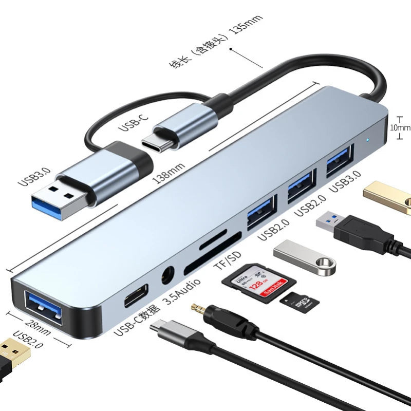 Must-Have USB C Hub 8-in-1 | Works with MacBook, iPad & PC