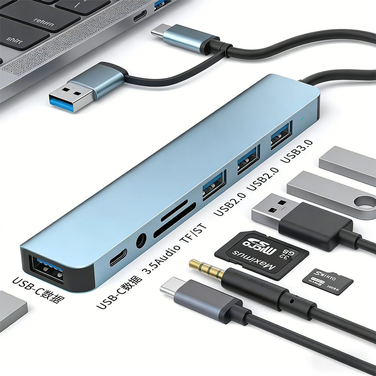 Must-Have USB C Hub 8-in-1 | Works with MacBook, iPad & PC